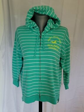 Hollister Hoodie Large Green White Stripe